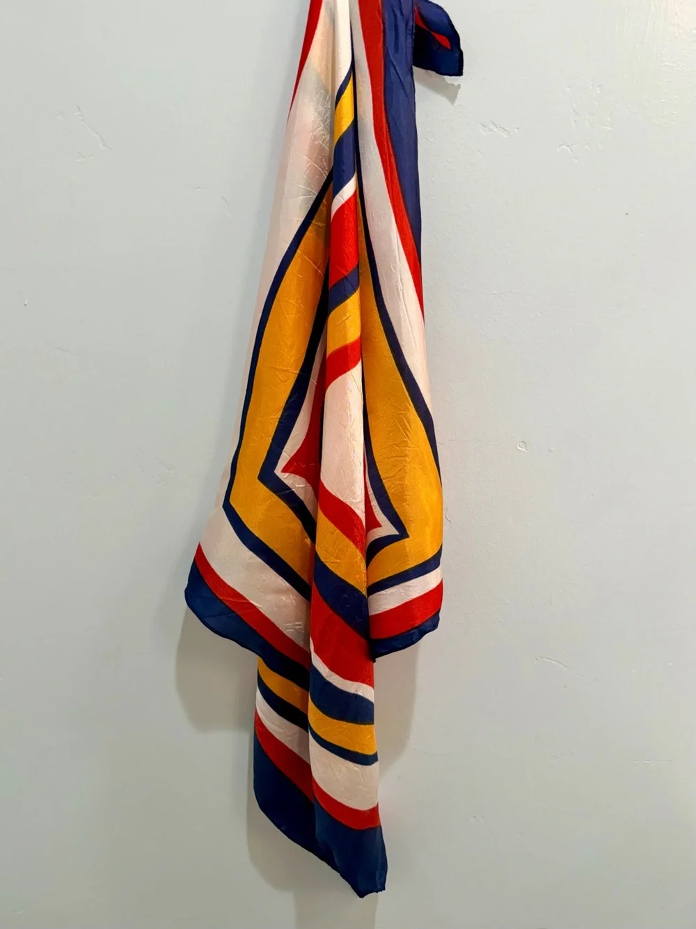 70s Vintage Psychedelic Wavy Multi Geometric Square Scarf Acetate Japan 23”